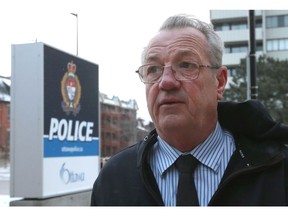 Randy Hillier arrives at Ottawa police headquarters on March 28, 2022.