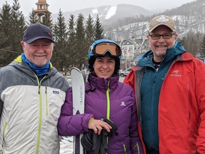 Valérie Walker, centre, reunited at Mont Tremblant this past week with brothers John, left, and Greg Gibbons, about three weeks after they found her unconscious and buried in snow after a bad fall.
