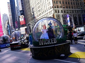FILE PHOTO: A display for the Broadway show 'Wicked' is pictured on Times Square in Manhattan.