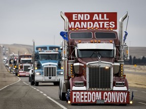 A truck convoy blocked the highway at the busy U.S. border crossing in Coutts, Alta. and protesters closed other border crossings and occupied downtown  Ottawa.