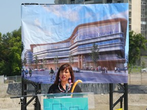 Aug. 5, 2021: Anita Tenasco, director of Education for the Kitigan Zibi Anishinabeg First Nation, speaks during the naming ceremony for the new central library that is being built on LeBreton Flats.