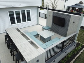 Composite decking can be used for more than just deck boards. Decorators Voyage Decking (Tundra shown), from $8 a square foot, www.homehardware.ca