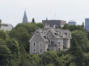 View of 24 Sussex Drive from Rockcliffe Park in Ottawa.