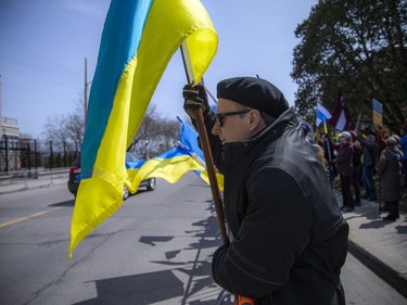 Pro-Ukrainian Russians of Ottawa held a protest across from the Russian Embassy on Sunday, April 24, 2022.