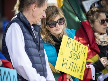 Pro-Ukrainian Russians of Ottawa held a protest across from the Russian Embassy on Sunday, April 24, 2022.