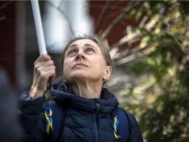 Oxana Genina took part in the pro-Ukrainian Russians of Ottawa protest across from the Russian Embassy on Sunday, April 24, 2022.