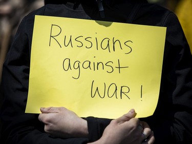 Pro-Ukrainian Russians of Ottawa held a protest across from the Russian Embassy on Sunday, April 24, 2022.