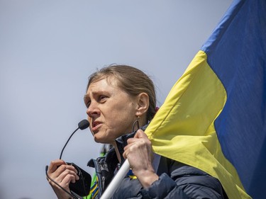 Oxana Genina took part in the pro-Ukrainian Russians of Ottawa protest across from the Russian Embassy on Sunday, April 24, 2022.