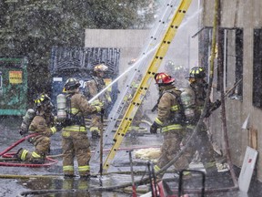 Ottawa Fire Services battle a stubborn fire at the Transforming Life Centre at 156 Cleopatra Dr.