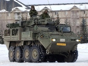 Members with Canadian Forces in Edmonton in a LAV 6.0. Kristine Jean/Postmedia Network