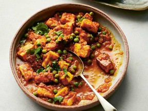 Punjabi matar paneer (spiced paneer with tomato and green peas) from Thali.