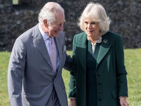 Britain's Prince Charles and Camilla, Duchess of Cornwall, visit the Rock of Cashel, Ireland, March 25, 2022. Mark Cuthbert/Pool via REUTERS