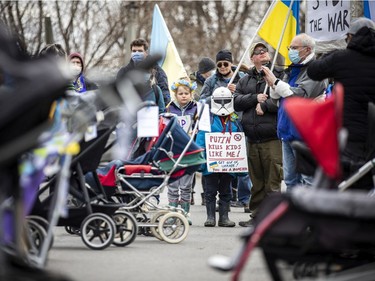 A Mother's Rally for Ukraine took place in front of the Russian Embassy on Sunday, April 3, 2022, drawing attention to the mothers, children and innocent civilians who have been killed by the Russian military in Ukraine. More than three dozen empty strollers were placed in front of the embassy to symbolize those who have died.