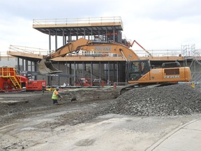 A December 2021 file photo of Trillium Line construction near the EY Centre.