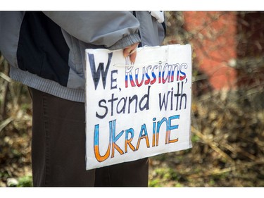 Pro-Ukrainian Russians of Ottawa held a protest across from the Russian Embassy on Sunday, April 24, 2022.