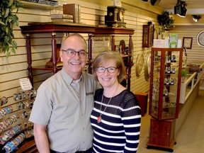 Gaetan and Barbara Fortier are retiring from the clock business on May 28.