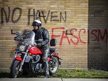 A group gathered for a church service at Capital City Bikers' Church Sunday May 1, 2022. Early Sunday morning the building of the church was vandalized and police were investigating. Over the weekend the "Rolling Thunder"r Ottawa rally also took place.