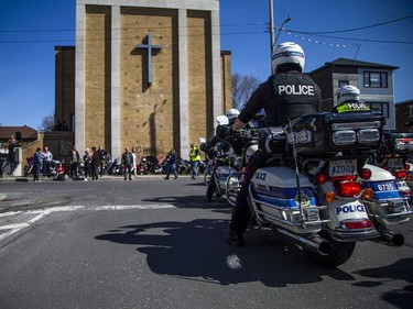 A group gathered for a church service at Capital City Bikers' Church Sunday May 1, 2022. Early Sunday morning the building of the church was vandalized and police were investigating. Over the weekend the "Rolling Thunder" Ottawa rally also took place.