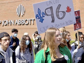 "My CEGEP, my future!" About 500 students marched on the John Abbott College campus on Thursday morning.