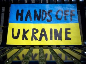 Several communities came together to stand in solidarity with the people of Ukraine on Sunday, May 8, 2022, at the Canadian Tribute to Human Rights on Elgin Street.