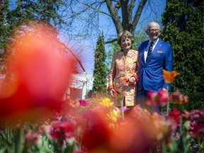 Princess Margriet of the Netherlands and her husband, Professor Pieter van Vollenhoven, took part in the official opening of the Canadian Tulip Festival during their visit to Canada, Saturday, May 14, 2022. After the ceremony at the "Man with Two Hats" monument, located across from Dow's Lake, the pair had a tour through Commissioners Park to enjoy the festival and all the beautiful tulips in full bloom.