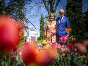 Princess Margriet of the Netherlands and her husband, Professor Pieter van Vollenhoven, took part in the official opening of the Canadian Tulip Festival during their visit to Canada, Saturday, May 14, 2022.