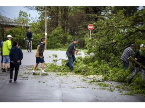The Stittsville area and many other parts of the Ottawa region were hit by a powerful storm on Saturday, May 21, 2022. People in the area off Stittsville Main Street worked hard as a community to quickly clear streets and clean up fallen trees.