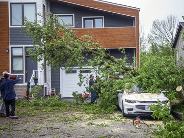 The Stittsville area and many other parts of the Ottawa region were hit hard by a powerful storm on Saturday, May 21, 2022. People in the area off Stittsville's Main Street worked hard as a community to quickly clear streets and clean up fallen trees.