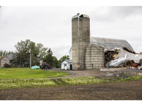 Brabantdale Farms in the Vars area showed heavy damage to the barns, silo and a large tree on the home.