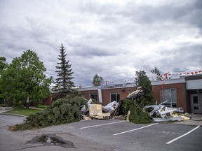 St. Monica School on Merivale Road was heavily damaged by Saturday's devastating storm.