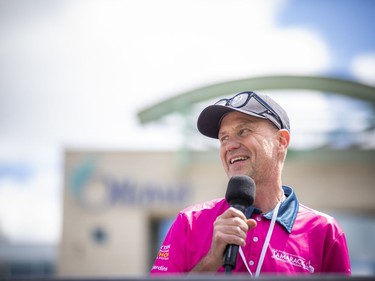 There's a big smile on the face of Ian Fraser, executive director of Run Ottawa and Race Director for Tamarack Ottawa Race Weekend, at the start of the Kids Marathon on Saturday.