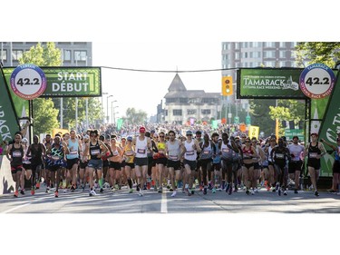 OTTAWA --  The elite racers start the marathon at Tamarack Ottawa Race Weekend, Sunday, May 29, 2022.