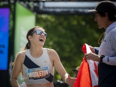 OTTAWA --  Kinsey Middleton, top female and top Canadian female to finish the marathon at Tamarack Ottawa Race Weekend, Sunday, May 29, 2022.