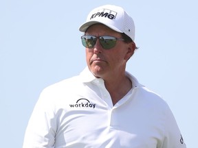 Files:  Phil Mickelson of The USA during a practice round prior to the PIF Saudi International at Royal Greens Golf & Country Club on February 02, 2022 in Al Murooj, Saudi Arabia.