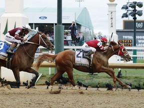 Files: Rich Strike with Sonny Leon up wins the 148th running of the Kentucky Derby followed by Epicenter with Joel Rosario up at Churchill Downs.