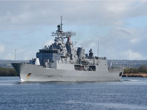 The New Zealand navy frigate Te Mana is shown at Pearl Harbor in 2018. Following an upgrade, it is expected to leave Esquimalt, B.C., shortly.