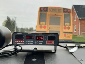 A-54 year-old Laurentian Valley Township school bus driver faces stunt-driving charges after being caught travelling 46 km/h over the posted limit on Micksburg Road on May 3.