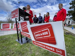 Ottawa-Vanier incumbent Lucille Collard joined her fellow Ontario Liberal candidates at Hurdman Station on Wednesday to tout the party's $1 transit pledge.