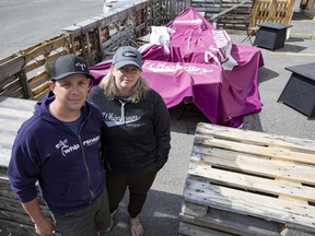Whiprsnapr Brewing owners Ian McMartin and his wife Sara suffered storm damage to their patio area.