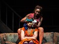 Oyin Oladejo and Vanessa Sears from the original 2022 Obsidian Theatre Company, Necessary Angel Theatre Company, and Canadian Stage co-production of Is God Is.