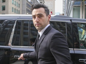 Hedley frontman Jacob Hoggard leaves 361 University Ave. Courts on Friday, May 6, 2022.