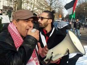 Khaled Barakat speaks at a Brussels rally in 2015.
