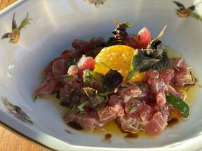 Yellowfin tuna tartare at Le Poisson Bleu in Chinatown.