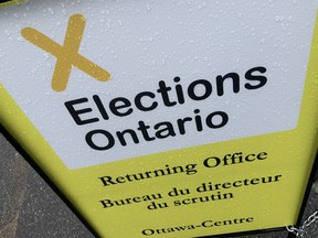 OTTAWA- May 19, 2022 --
Elections Ontario vote signs at polling stations in Ottawa, May 19, 2022.

Assignment 137567
Jean Levac/Ottawa Citizen