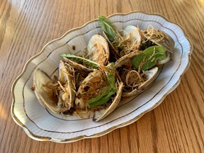 Steamed mussels at Le Poisson Bleu.