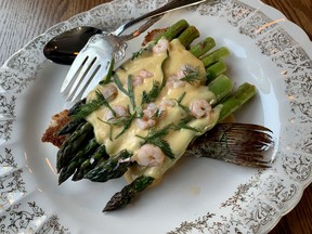 Butterflied crappie (sunfish) with asparagus at Le Poisson Bleu.