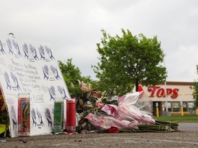 A memorial is seen for victims near the scene of a shooting at a Tops supermarket in Buffalo, New York, U.S. May 16, 2022.