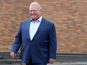 Ontario PC leader Doug Ford holds a press conference in Ottawa on Monday touting his party's promise to widen the Queensway.