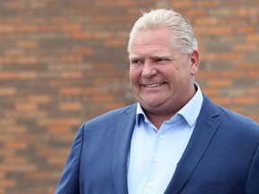 Ontario PC leader Doug Ford attending a press conference at 1101 Baxter Rd in Ottawa Monday.