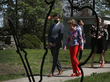 Royal Highness Princess Margriet of the Netherlands walks with Prime Minister Justin Trudeau Friday afternoon at the Beechwood Cemetery. Princess Margriet and Prime Minister Trudeau were unveiling a plaque of General Foulkes at Beechwood Cemetery.